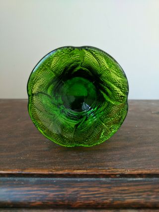 Large Vintage Footed Stretch Swung Vase Viking Art Glass Green 15.  5 