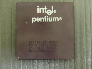 Intel Sx969 Pentium 75mhz Vintage I75 Cpu Processor A80502 - 75 Ceramic/gold Pins