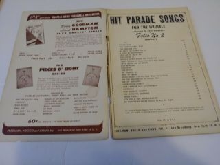 VINTAGE BVC Hit Parade Songs For The Ukulele No 2 1950 Ukulele Music Song Book 2