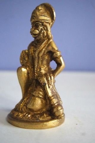 Vintage Antique India Asian Bronze Hanuman God Figurine Gilt Or Cast