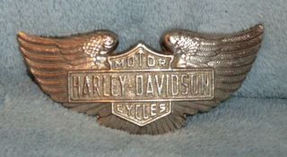 1974 Vintage Harley Davidson Wings,  Bar & Shield Belt Buckle,  In Need Of Repair.