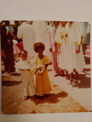 Vintage Snapshot Photo African American Black Wedding Girl And Boy Fashion