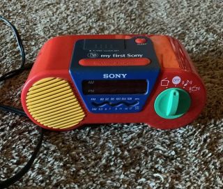 Vintage Sony Alarm Clock Radio - Red - My First Sony Icf - C6000 -