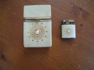 Vintage Buxton Leather Cigarette Case With Matching Lighter