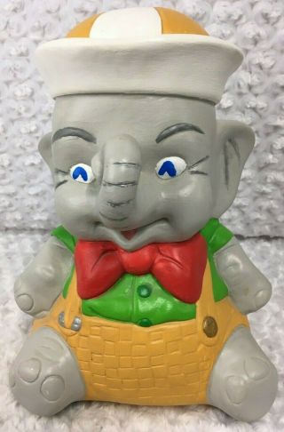 Vintage Elephant Bank Sailor Hat Figure Collectible Ceramic Piggy Bank 12″ Tall