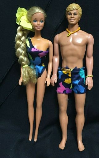 Vintage 1985 Mattel Tropical Barbie And Ken Doll Dolls Outfits