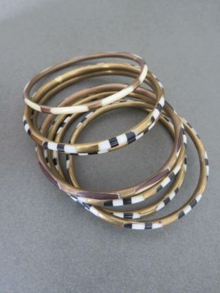 Vintage Brass Cuff Bangle Bracelet Set Of 7