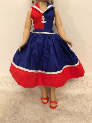 Vintage Vogue Jill Dress Red And Blue Sailor Tagged With Wedge Shoes No Doll