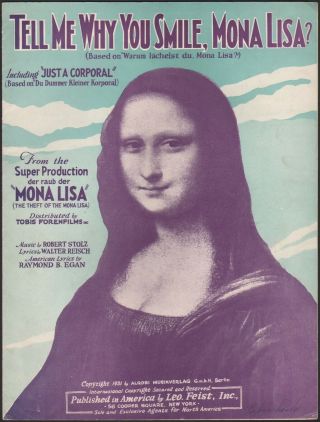 1931 The Theft Of The Mona Lisa German Film Vintage Sheet Music By Robert Stolz