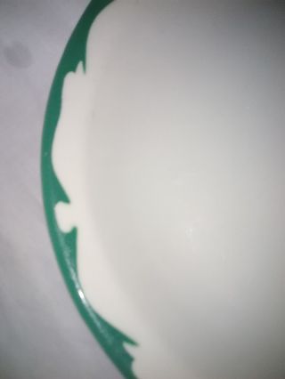 2 VTG Buffalo China Restaurant Ware GREEN SCALLOP Trim Oval Platter 2