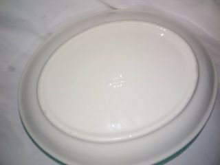2 VTG Buffalo China Restaurant Ware GREEN SCALLOP Trim Oval Platter 3