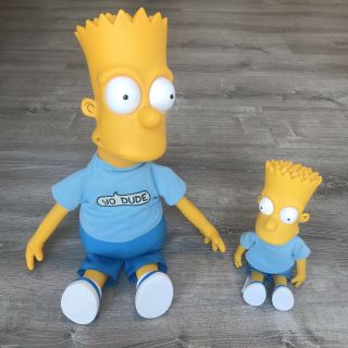 1990 Vintage Talking Bart Simpson Pull String Doll And Smaller Bart Doll.