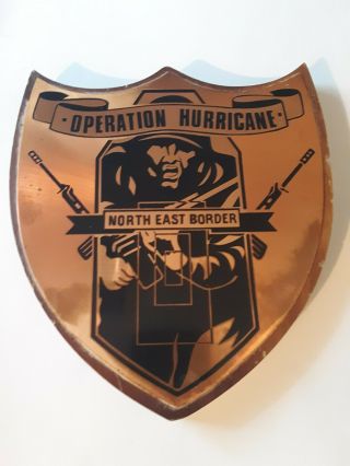 Vintage 1970s Rhodesian Army Operation Hurricane Plaque Udi