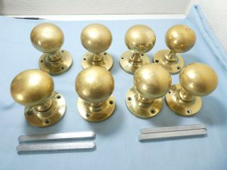 Brass Door Knob Handles,  Spindles Vintage 4 Pairs Heavy