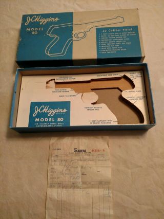 Vintage Jc Higgins Model 80 Pistol Box Only With Sears Receipt.