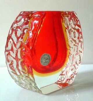 Vintage Murano Mandruzzato Sommerso Textured Glass Vase - Uv Glow