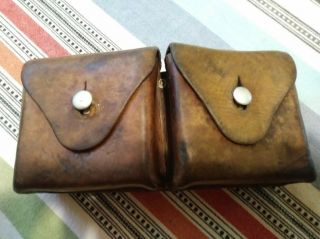Swiss Army Military Belt 2 Compartment Leather Ammo Cartridge Pouch Vintage 1951