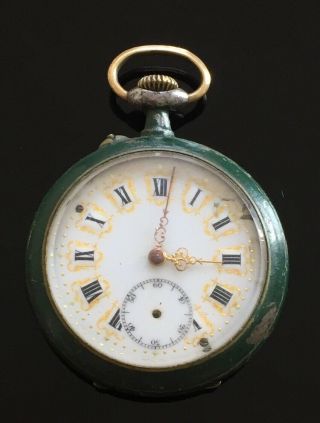 Vintage Gunmetal Pocket Watch C.  1900 / Montre Gousset