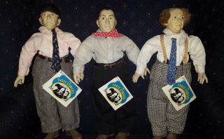 Three Stooges Collector Dolls With Tags Vintage,  Larry,  Moe,  Curly