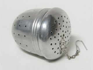 Vintage Aluminum Acorn Shape Ball Tea Herb Basket Infuser Strainer W/chain - Vgc