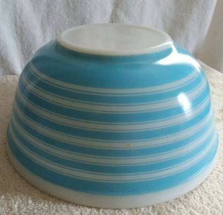 Vintage Pyrex Turquoise Blue Rainbow Stripe 403 Mixing Bowl 2 1/2 Quart