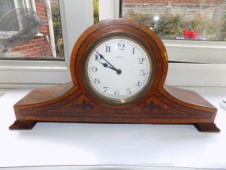 Antique French Inlaid Mahogany 8 Day Mechanical Wind Mantle Clock