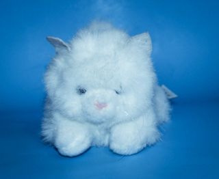 Aurora Cat Kitten White Persian Blue Eyes 9 " Plush Vintage Ships Usa