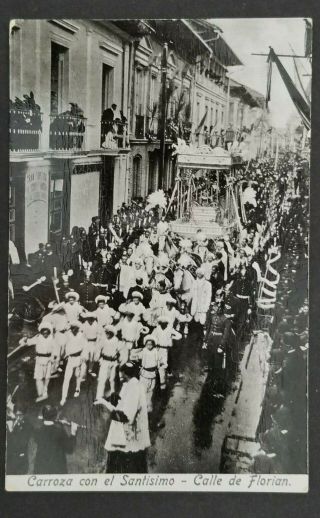 Vintage Colombia Santisimo Float In Parade Florian Street Real Picture Postcard