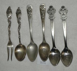 Thriftchi (6) Vintage Souvenir Spoons Sweden,  Switzerland,  Hotel Astor