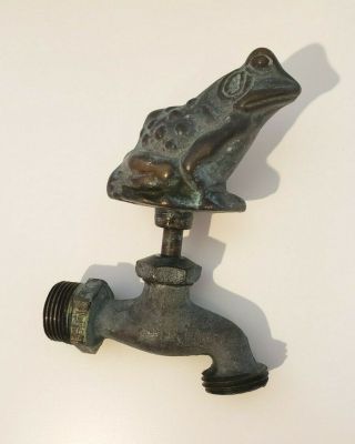 Vintage Brass Frog Handle Hose Spigot Spout Garden Water Faucet Tap Decorative