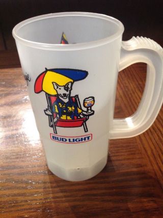 Vintage Budweiser Beer Spuds Mackenzie Bud Light Plastic Mug / Cup 1986