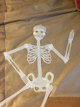 Vintage Halloween Glow In The Dark Hinged Plastic Skeleton 35 "
