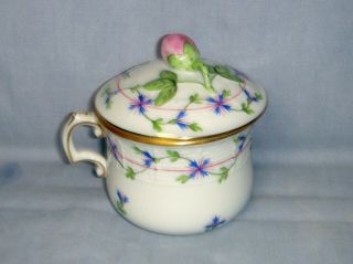 Vintage Herend Porcelain " Blue Garland " (pbg) Pot De Creme / Lidded Cup