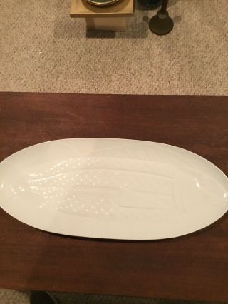 Vtg Dansk France Fish Embossed White Porcelain Long Oval Serving Platter 24 X 10
