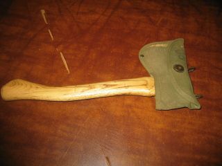 Vintage Swedish S.  A.  Wetterlings Hatchet With U.  S.  Military Canvas Carrier/ Old