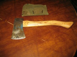 Vintage Swedish S.  A.  Wetterlings Hatchet with U.  S.  Military Canvas Carrier/ old 2