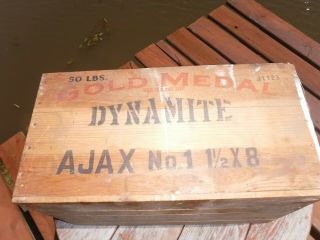 Gold Medal Explosives Dynamite Wooden Crate Illinois Vintage Mancave Decor