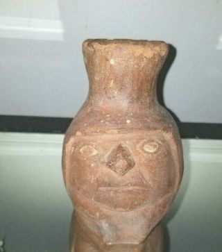 Old Vintage South American Art Folk Pottery Jug Vase Face