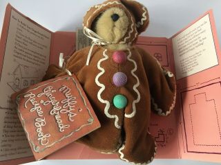 Vintage 1992 Muffy Vanderbear 8 " Gingerbear In Ginderbread Costume& Recipe Book