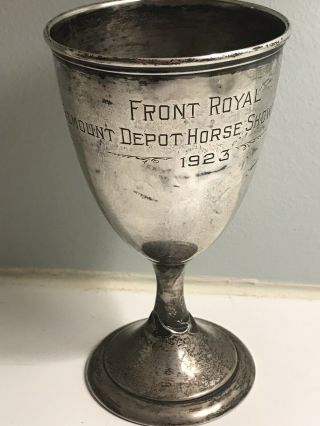 Vintage Sterling Silver 1923 Horse Show Trophy Front Royal Remount Depot Rare