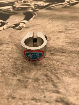 Old School Bmx Acs Seat Post Clamp Silver Nos Vintage Bicycle 1” Klunker