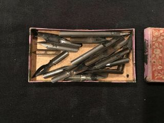 Old Vintage Antique Box of Joseph Gillott’s and Others Barrel Pens,  Nibs 0418 2