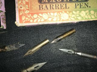 Old Vintage Antique Box of Joseph Gillott’s and Others Barrel Pens,  Nibs 0418 4