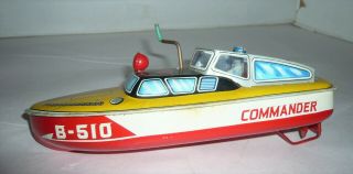 Vintage Bandai Commander B - 510 Boat Windup Tin Toy