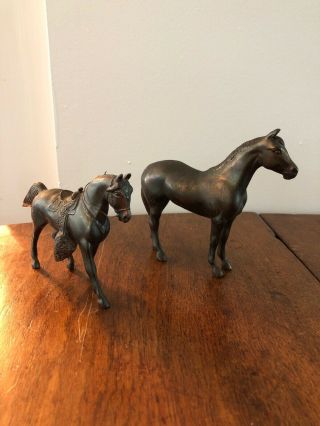 Vintage Solid Metal Horse Figurines Including Dodge Stallion