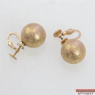Vintage Accessocraft Nyc Gold Toned Clip On Screw Back Earrings Globe Design