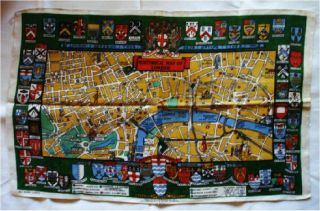 Vintage Kitchen Tea Towel Historic Map Of London