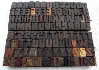 113 Piece Vintage Letterpress Wood Wooden Type Printing Blocks 20m.  M.  Vb - 226