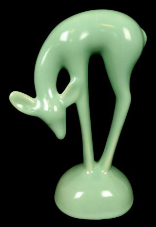 Vintage Art Deco Ceramic Deer Fawn Doe Turquoise Sculpture Animal Figurine 6”
