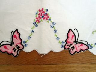 Vtg Antique Embroidered Pillowcases To Finish Butterflies